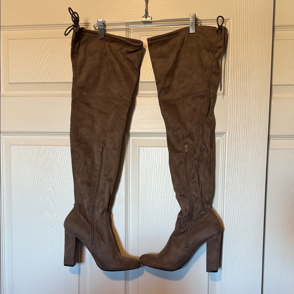 Brown Suede Over-the-Knee Boots